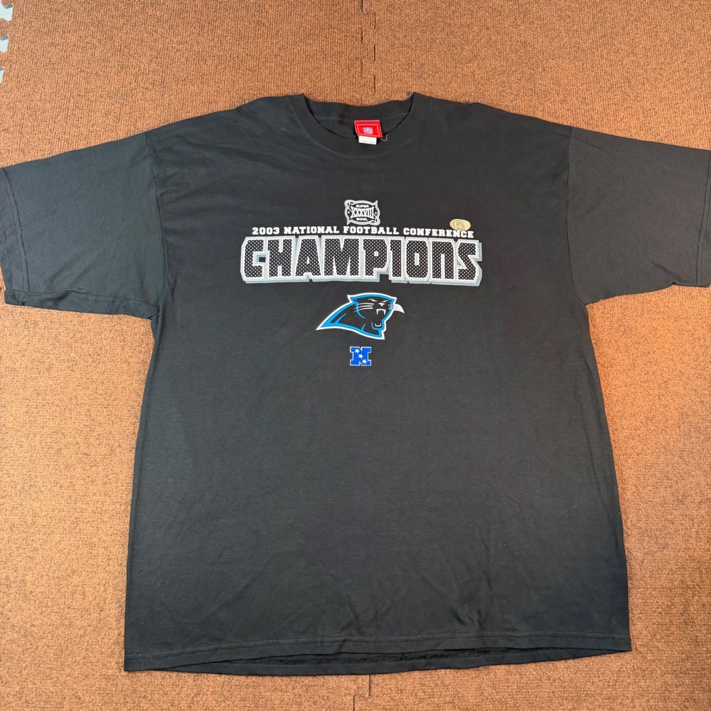 Vintage NFL Carolina Panthers 2003 NFC Champions T-Shirt Black 2XL K952-B7